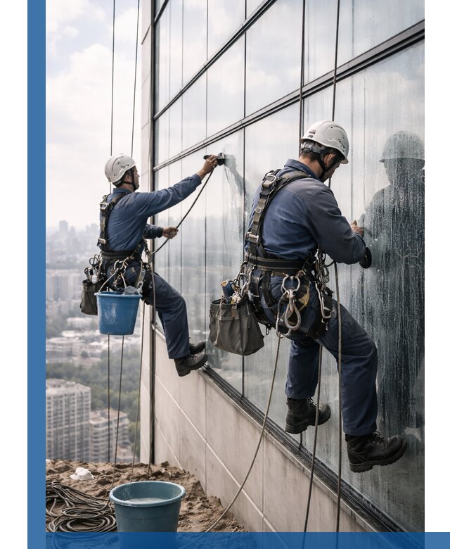 Профессиональная мойка фасадных окон альпинистами в Бугульме