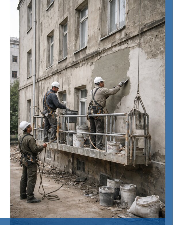 Капитальный ремонт фасада в Бугульме от 4245 р. | ВЫСОТНИК-Бгл