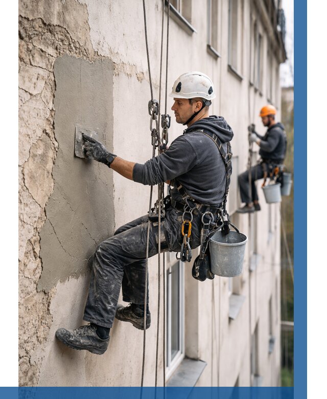 Восстановление штукатурки фасада в Бугульме от 1213 р. | ВЫСОТНИК-Бгл