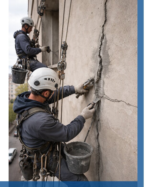 Заделка трещин на фасаде в Бугульме от 910 р. | ВЫСОТНИК-Бгл