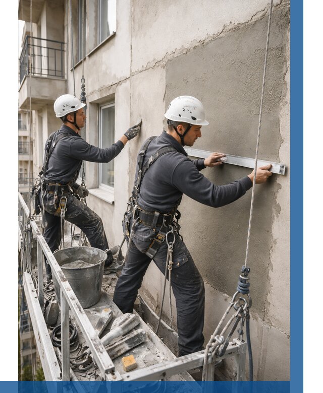 Штукатурка фасада на высоте в Бугульме от 910 р. | ВЫСОТНИК-Бгл