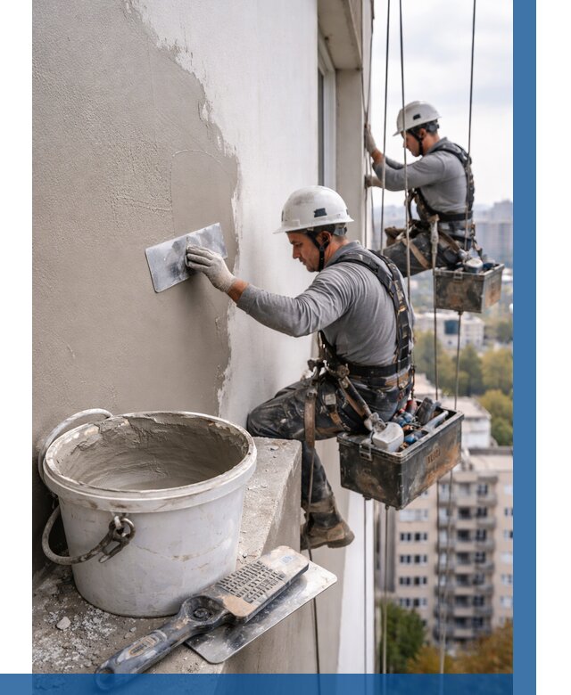 Шпаклевка фасада на высоте в Бугульме от 708 р. | ВЫСОТНИК-Бгл