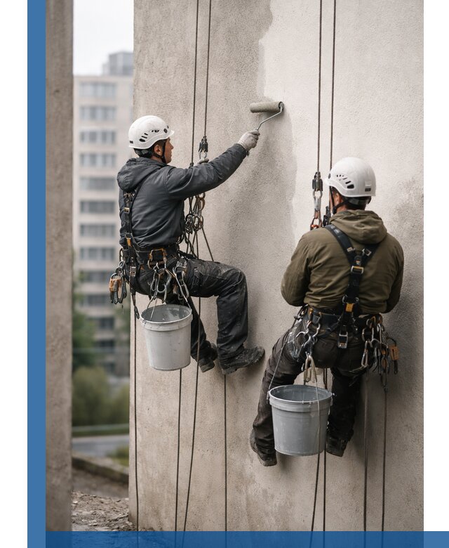 Покраска фасадов высотными альпинистами в Бугульме с гарантией