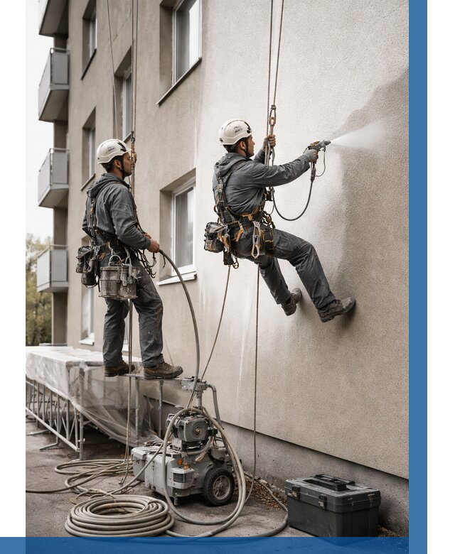 Безвоздушная покраска фасада в Бугульме от 222 р/м² | ВЫСОТНИК-Бгл