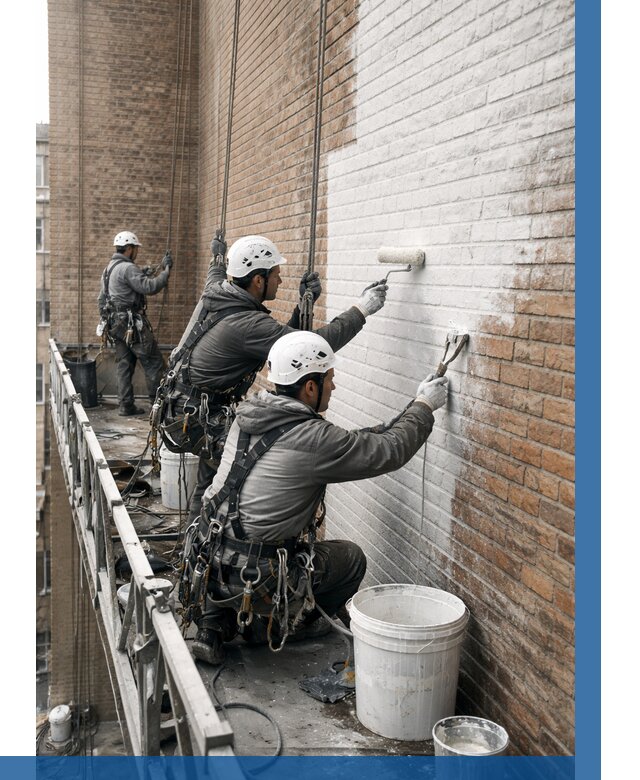 Покраска кирпичного фасада в Бугульме от 354 р. | ВЫСОТНИК-Бгл