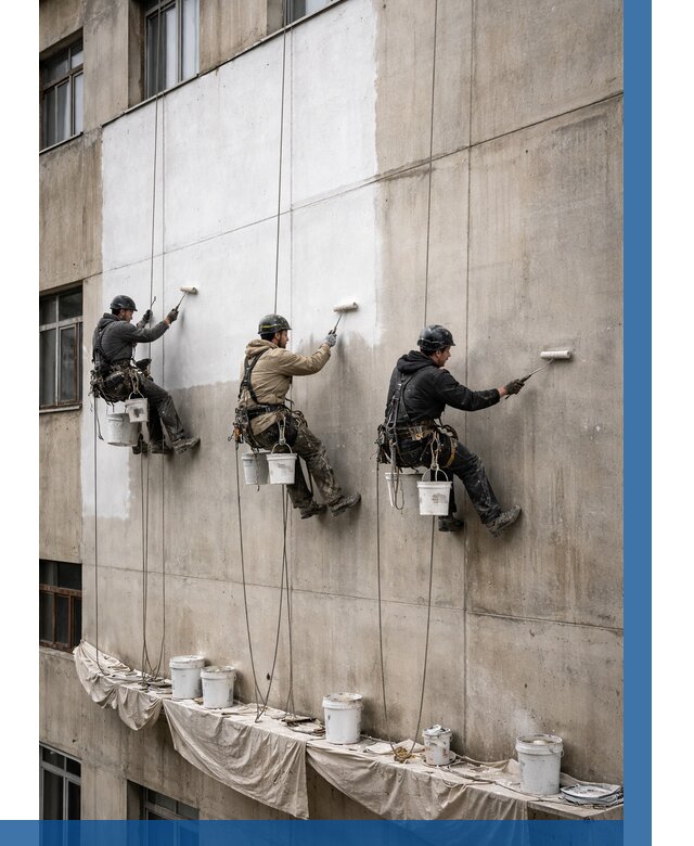 Покраска бетонного фасада в Бугульме от 354 р за м2 | ВЫСОТНИК-Бгл