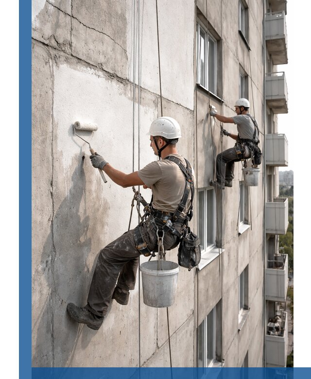 Покраска бетонного фасада в Бугульме для жилых и промышленных объектов