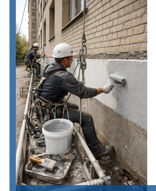 Окраска цоколя здания в Бугульме профессионально и надежно