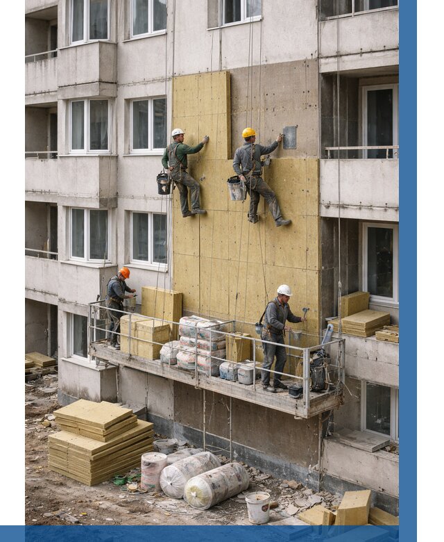 Утепление фасада минватой в Бугульме от 1516 р. | ВЫСОТНИК-Бгл