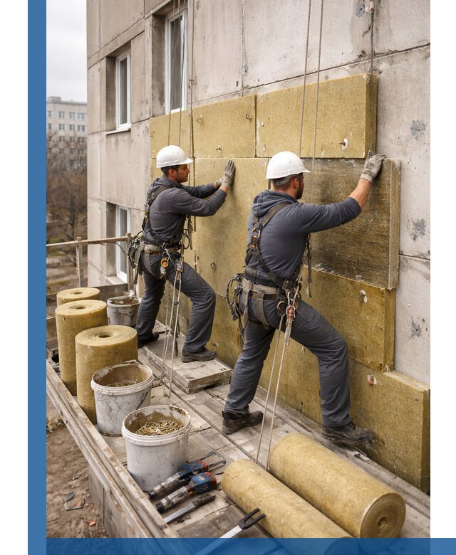 Утепление фасада минватой в Бугульме под ключ с гарантией