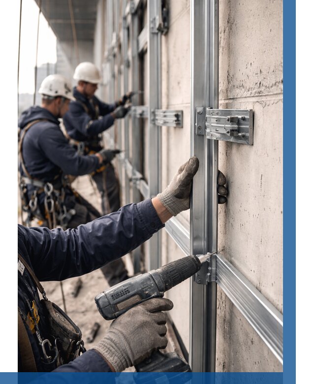 Монтаж подсистемы вентфасада в Бугульме от 859 р. | ВЫСОТНИК-Бгл