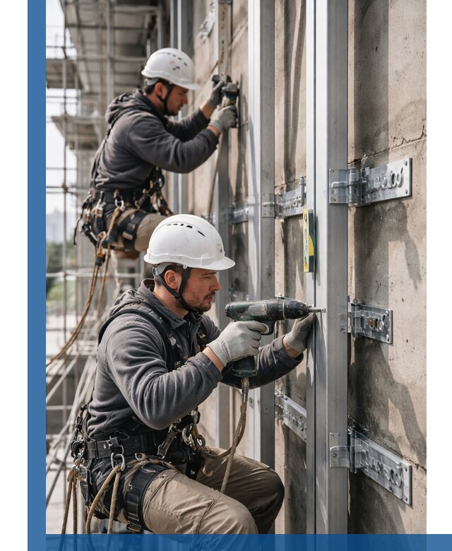 Монтаж и крепление подсистемы вентфасада в Бугульме