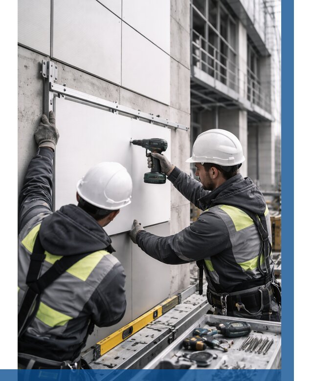 Монтаж композитных панелей фасада в Бугульме от 2527 р. | ВЫСОТНИК-Бгл