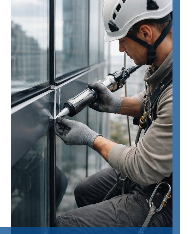 Герметизация стыков витража в Бугульме от 1213 р. | ВЫСОТНИК-Бгл