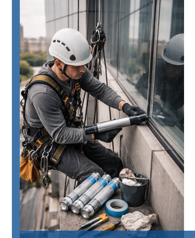 Герметизация стыков витража в Бугульме для герметичных фасадов