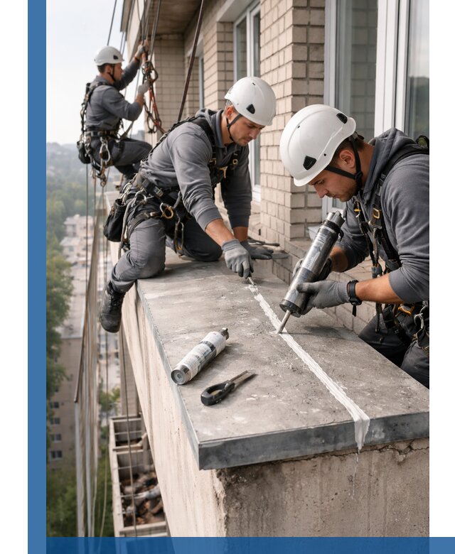 Герметизация балконного козырька в Бугульме профессионально