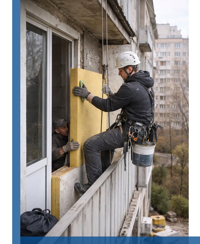 Профессиональное утепление балкона снаружи в Бугульме под ключ