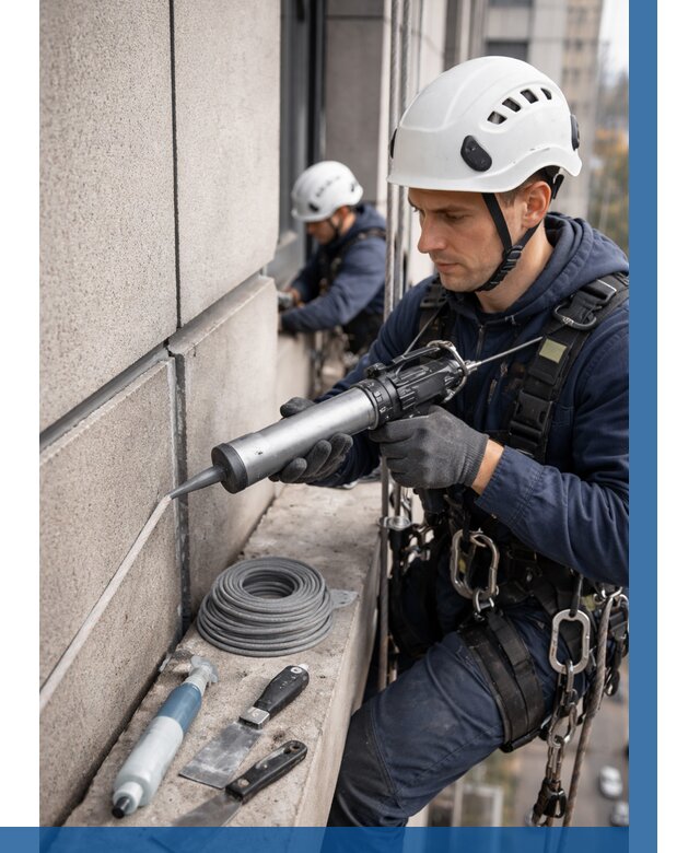 Герметизация деформационных швов фасада в Бугульме от 708 | ВЫСОТНИК-Бгл