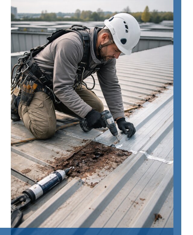 Ремонт профнастила на кровле в Бугульме от 708 р. | ВЫСОТНИК-Бгл