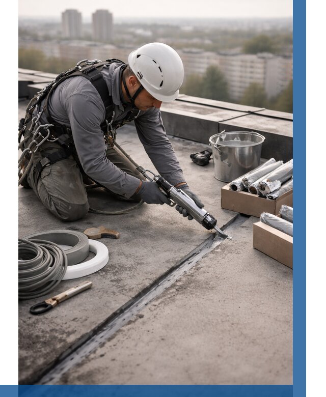 Герметизация швов кровли в Бугульме от 455 р./м2 | ВЫСОТНИК-Бгл