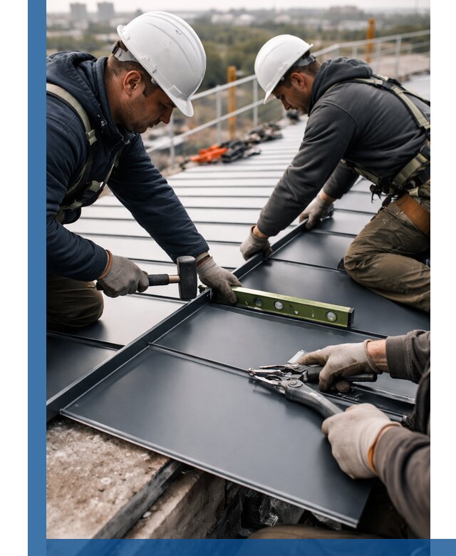 Монтаж фальцевой кровли в Бугульме для промышленных зданий