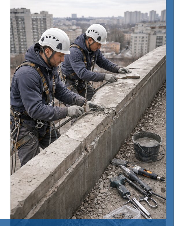 Ремонт парапета на кровле в Бугульме от 1516 р. | ВЫСОТНИК-Бгл