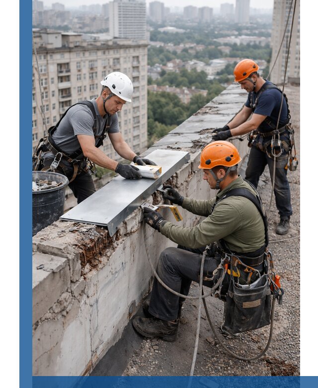 Ремонт парапета на кровле в Бугульме, высотные работы с гарантией