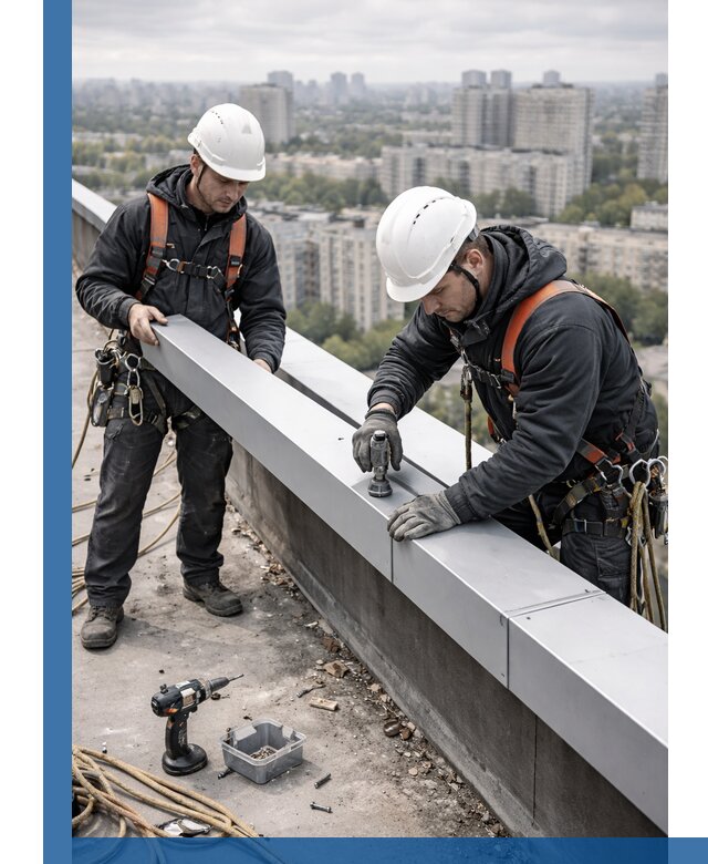 Монтаж парапетных крышек и ограждений кровли в Бугульме