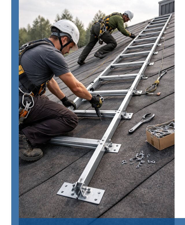 Профессиональный монтаж кровельной лестницы в Бугульме под ключ