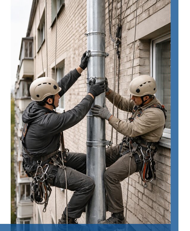 Замена водосточных труб в Бугульме от 6570 р. | ВЫСОТНИК-Бгл