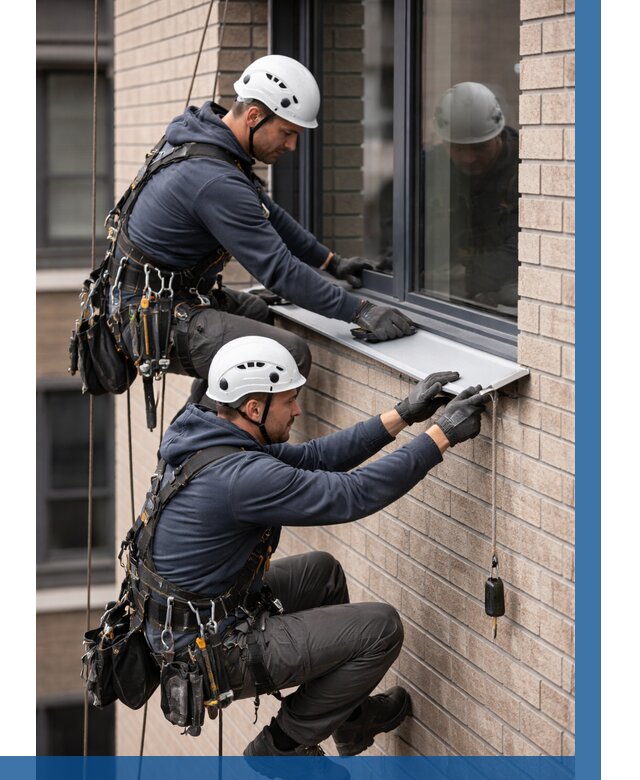 Монтаж оконных отливов под ключ в Бугульме от 3538 р. | ВЫСОТНИК-Бгл