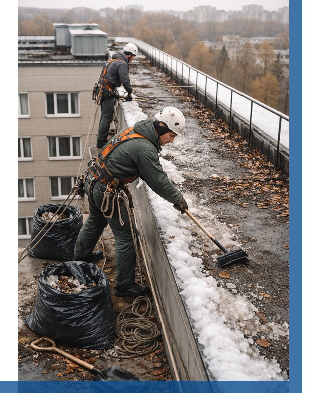 Очистка кровли по периметру в Бугульме от 556 р. | ВЫСОТНИК-Бгл