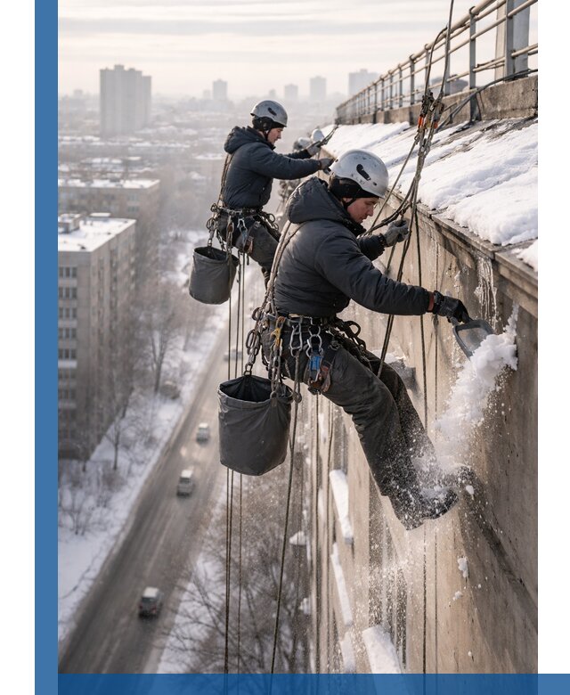 Очистка карнизов от снега в Бугульме профессионально и безопасно