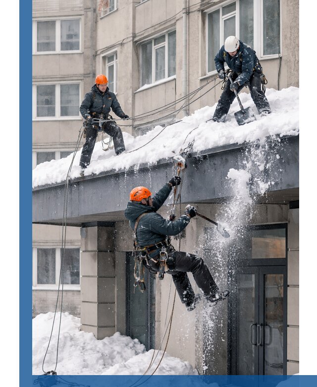 Безопасная очистка навесов от снега в Бугульме круглогодично