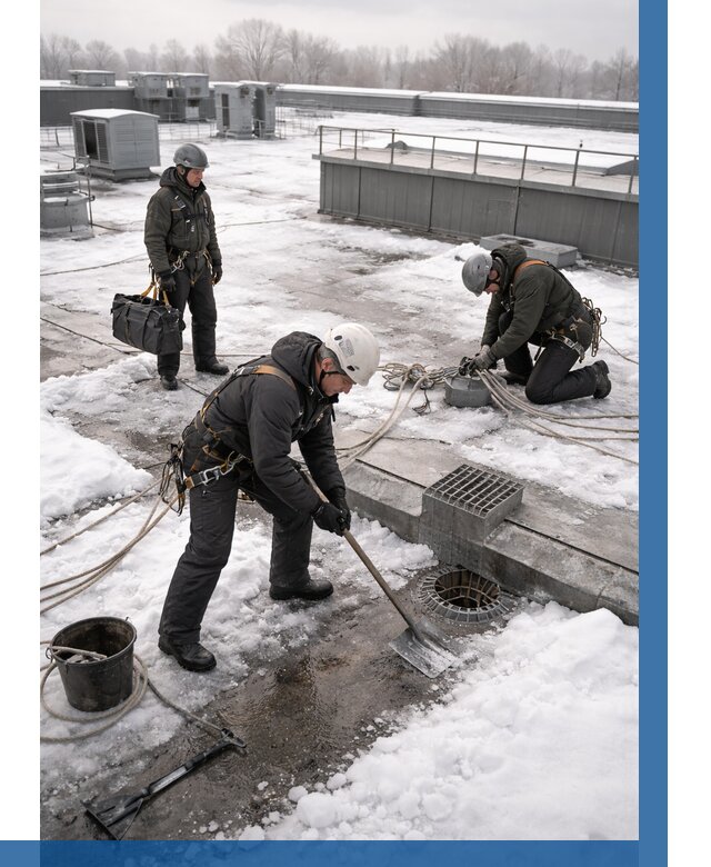 Абонентское обслуживание кровли зимой в Бугульме от 8086 р. | ВЫСОТНИК-Бгл