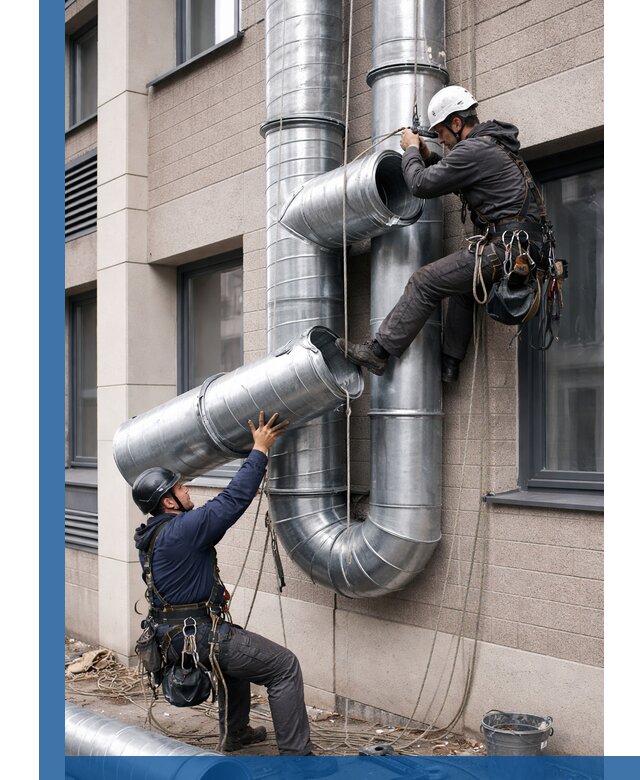 Монтаж фасадных воздуховодов в Бугульме с герметизацией и крепежом