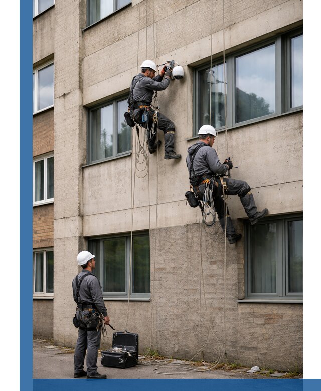 Монтаж фасадных камер видеонаблюдения в Бугульме под ключ