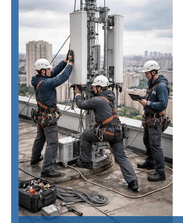 Монтаж антенн связи на крыше в Бугульме с вводом в эксплуатацию