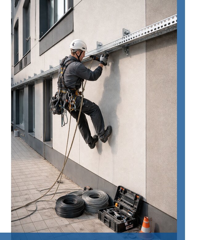 Монтаж кабельных лотков на фасаде в Бугульме от 1213 р. | ВЫСОТНИК-Бгл