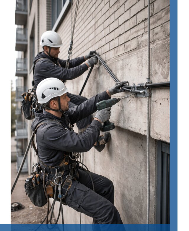 Крепление кабеля на фасаде в Бугульме от 354 р. | ВЫСОТНИК-Бгл