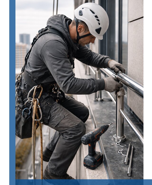 Монтаж ограждений на высоте в Бугульме для зданий и конструкций