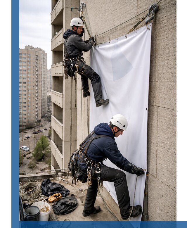 Профессиональный монтаж баннеров на фасаде в Бугульме