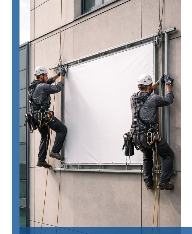 Монтаж наружной рекламной вывески в Бугульме под ключ