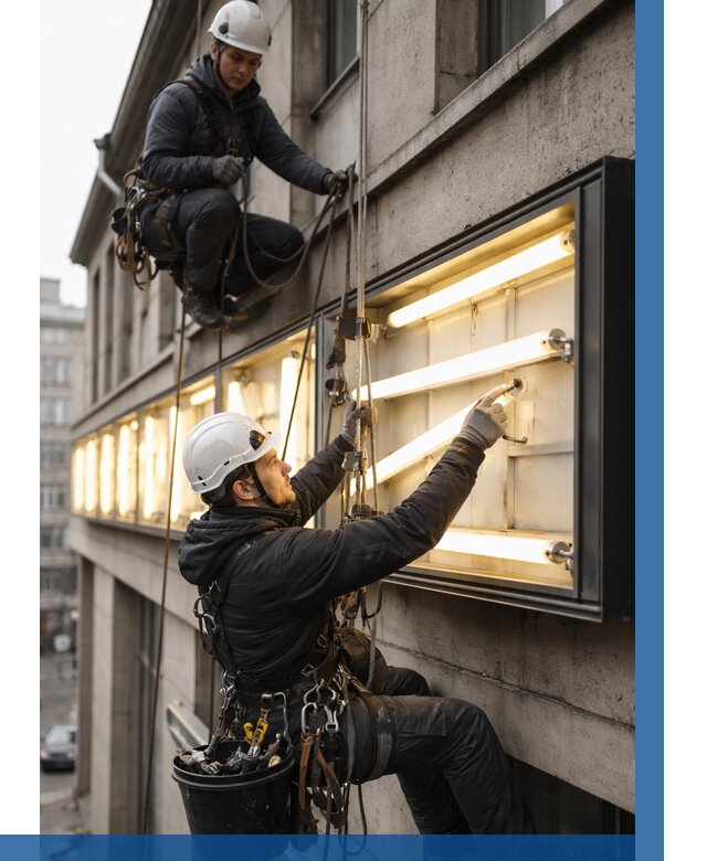 Замена ламп в вывеске в Бугульме под ключ от 3538 р. | ВЫСОТНИК-Бгл