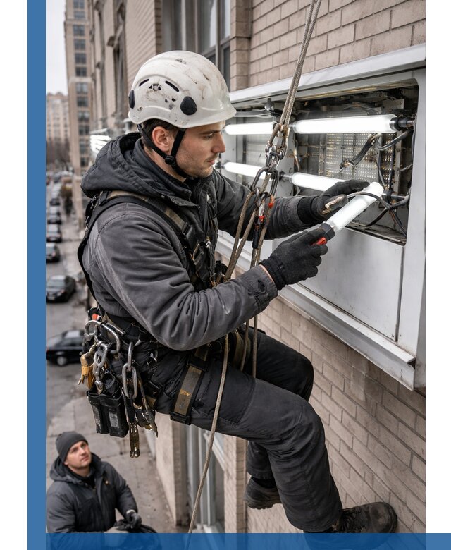 Профессиональная замена ламп в наружной вывеске в Бугульме