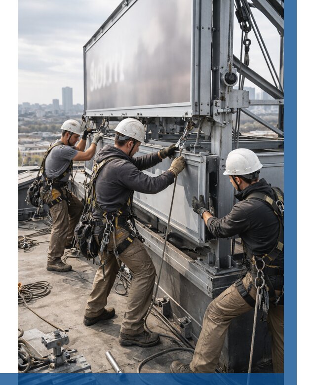 Монтаж крышной рекламной конструкции в Бугульме от 60648 р.|ВЫСОТНИК-Бгл