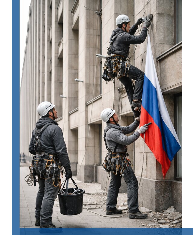 Профессиональная установка флагов на фасаде в Бугульме