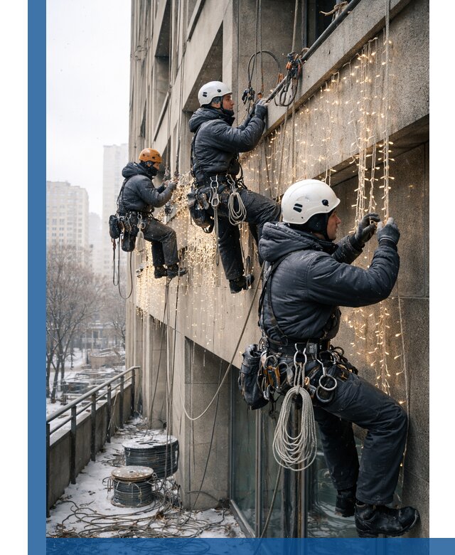 Монтаж новогодней иллюминации и украшение фасадов в Бугульме