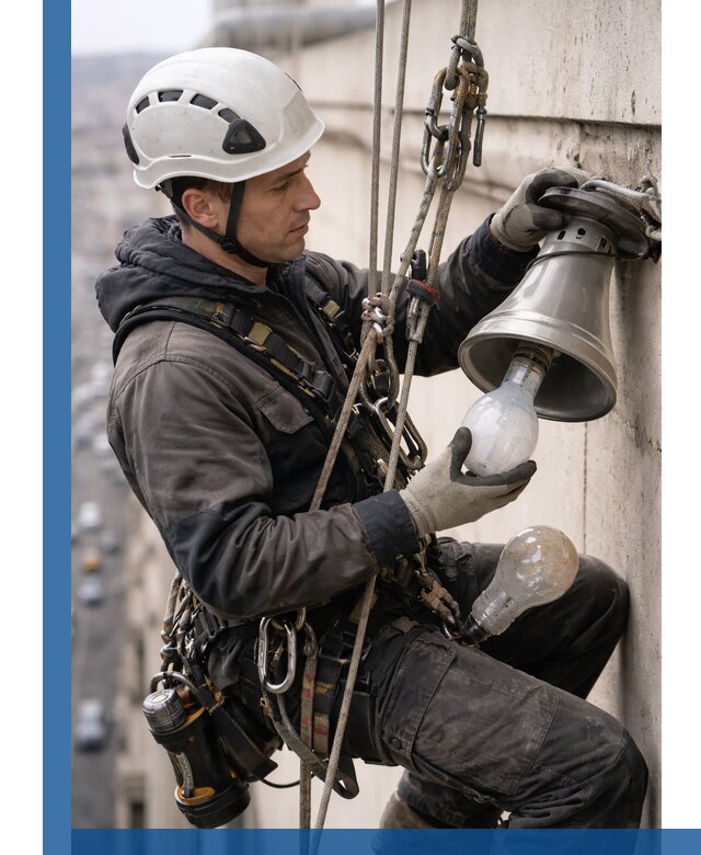 Замена ламп на высоте в Бугульме профессионально и быстро