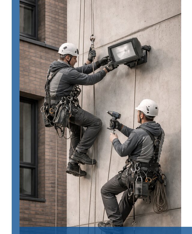 Профессиональный монтаж фасадных прожекторов в Бугульме под ключ